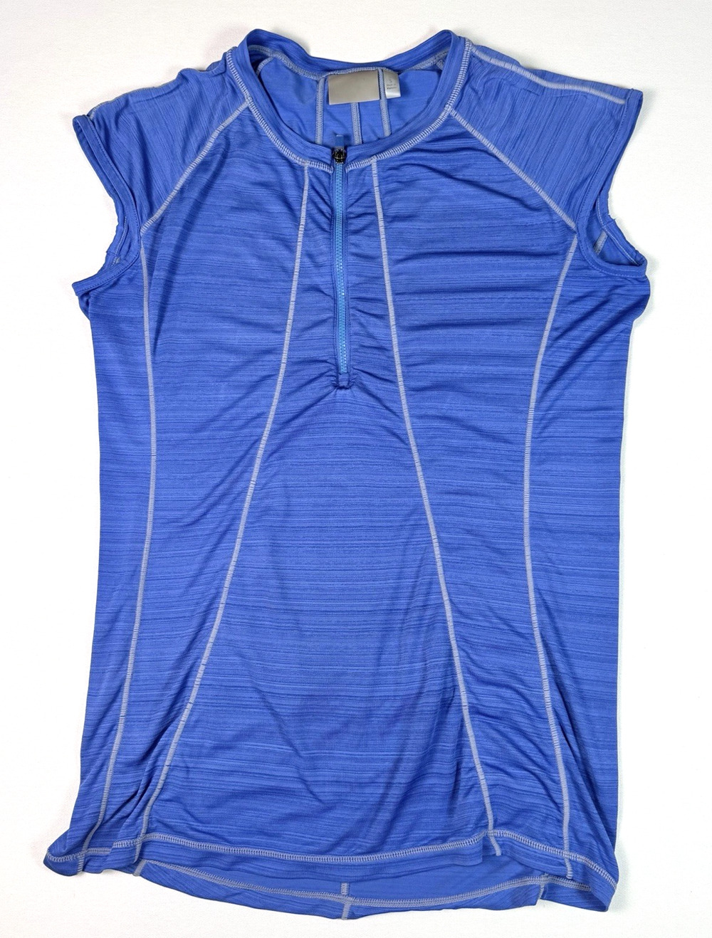 Athleta Blue 1/4 Zip Athletic Running Cycling Tank Top with Back Pocket Size S